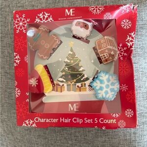 Expressions Red and White Christmas Character Hair Clip Set of 5-NWT